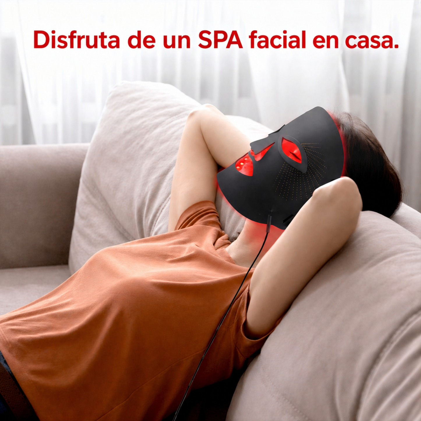 Máscara Facial LED de Luz Roja Antiedad